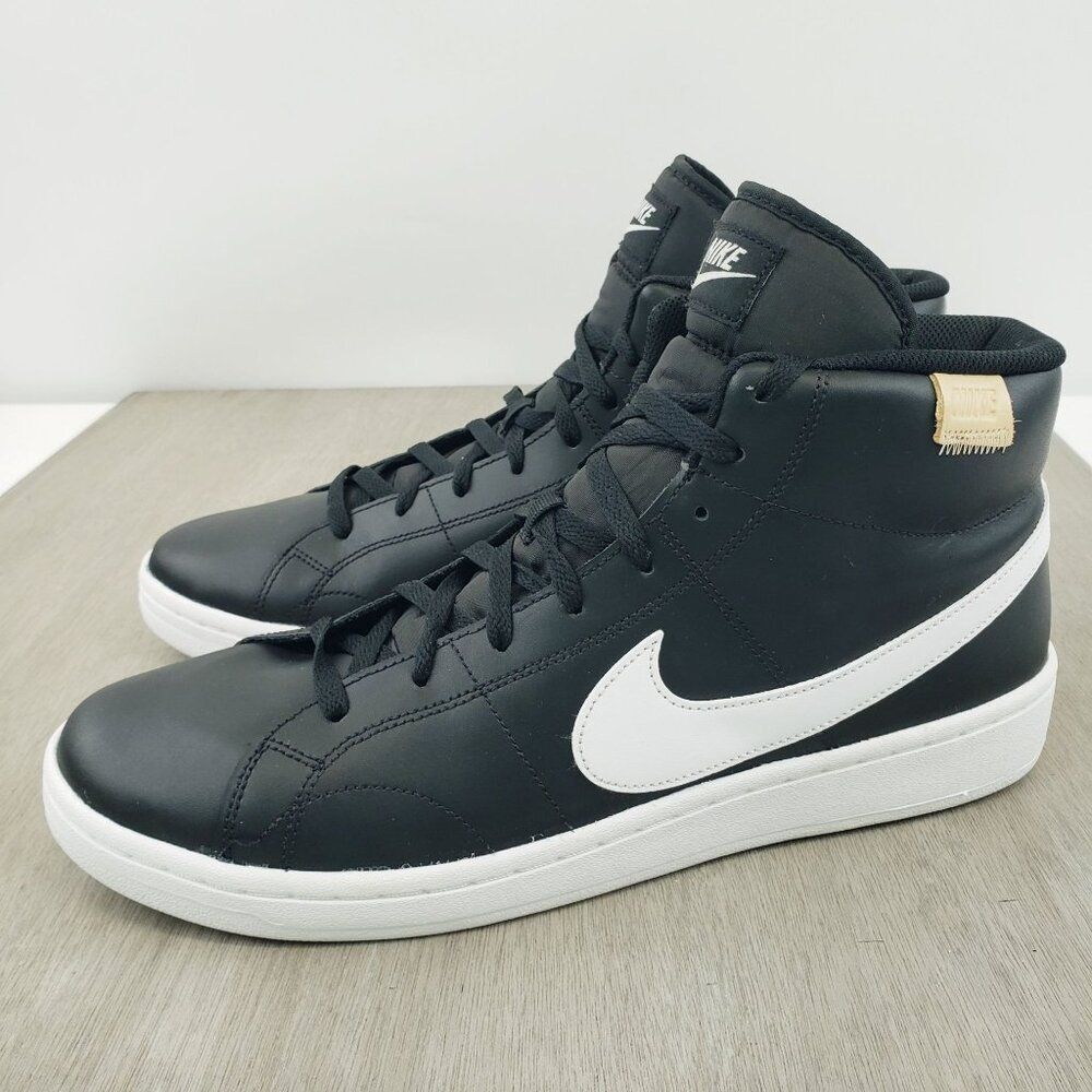 Nike Men's Court Royale 2 CQ9179-001 Black Leather Lace-Up Sneaker Shoes Size 13
